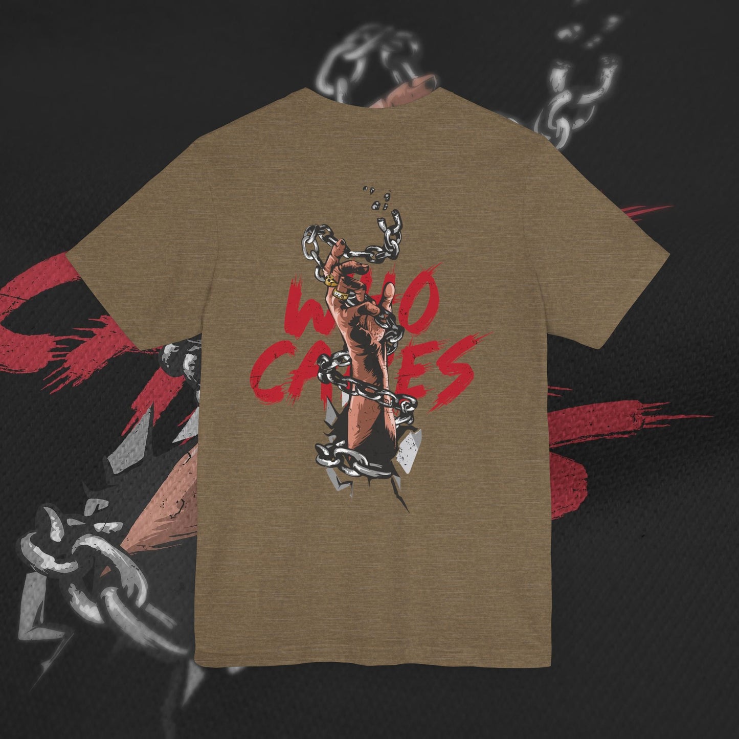 Who Cares - Heather Olive - T-Shirt