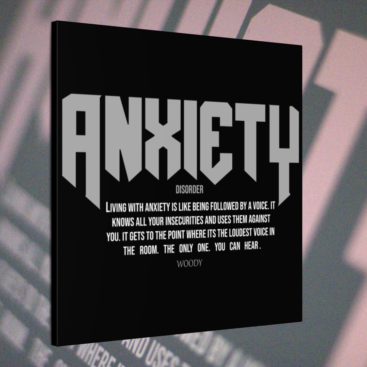 Anxiety – 20x20 Matte Canvas Print - Black and White