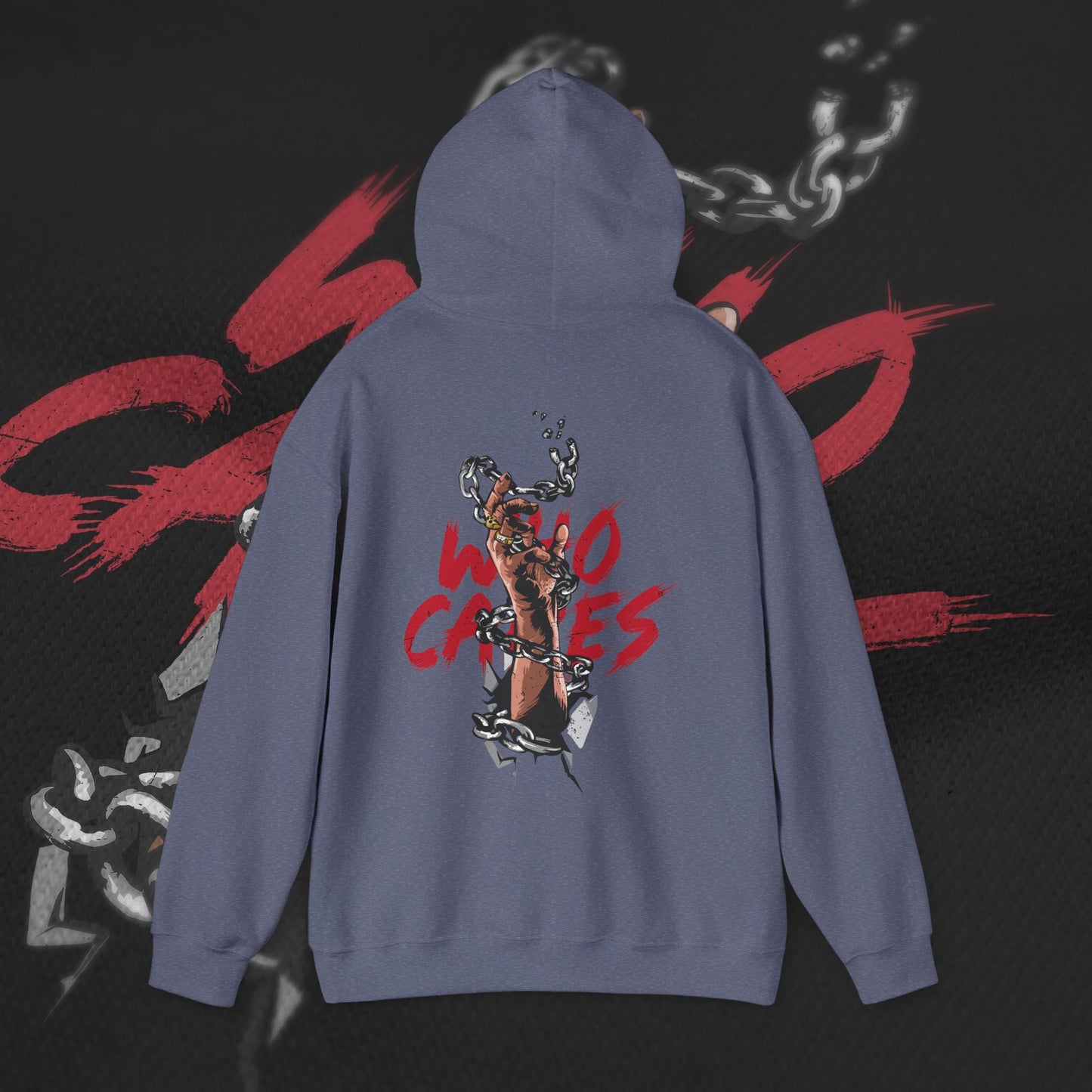 Who Cares - Heather Navy - Hoodie