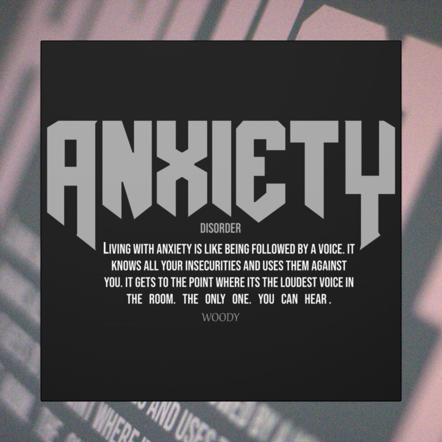 Anxiety – 20x20 Matte Canvas Print - Black and White