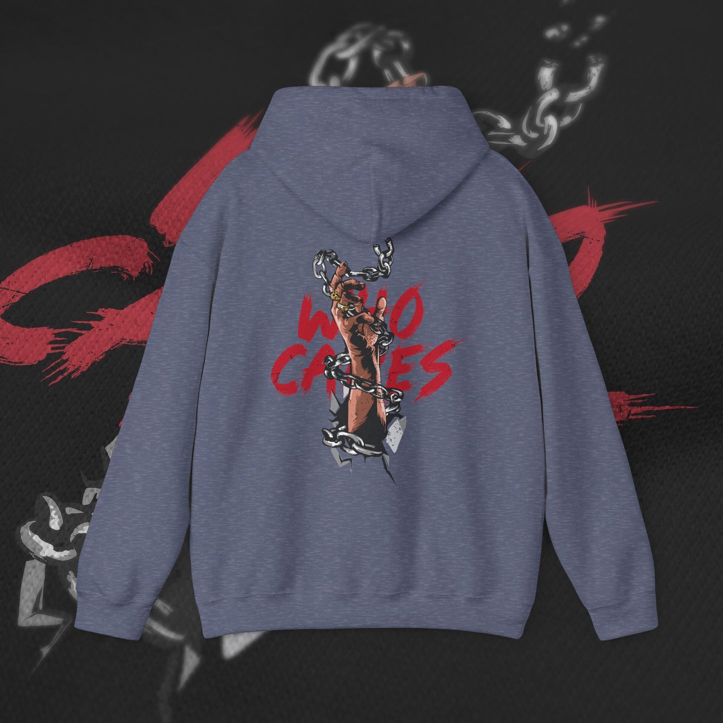 Who Cares - Heather Navy - Hoodie