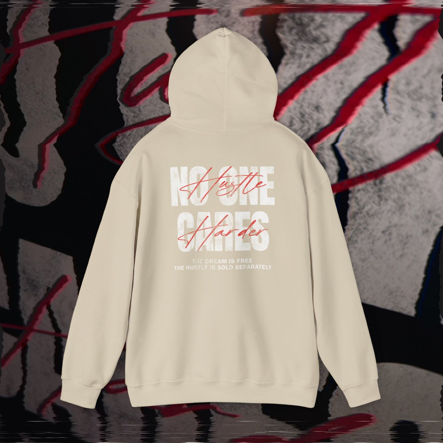 No One Cares, Hustle Harder - Sand - Hoodie