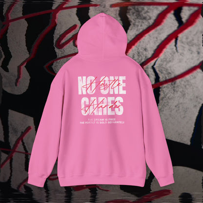 No One Cares, Hustle Harder - Pink - Hoodie