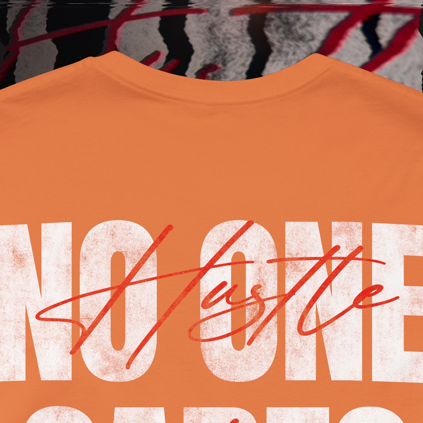 No One Cares, Hustle Harder - Orange - T-Shirt