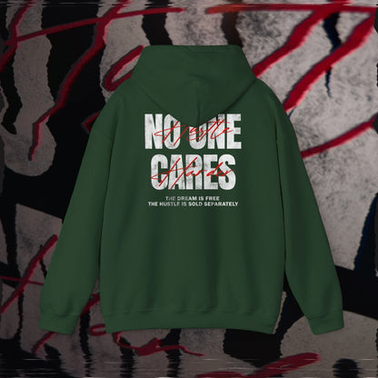 No One Cares, Hustle Harder - Forest Green - Hoodie