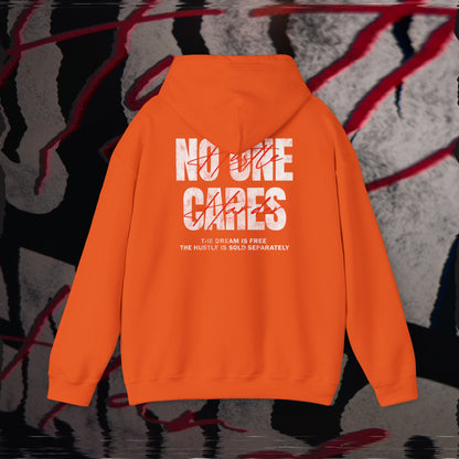 No One Cares, Hustle Harder - Orange - Hoodie