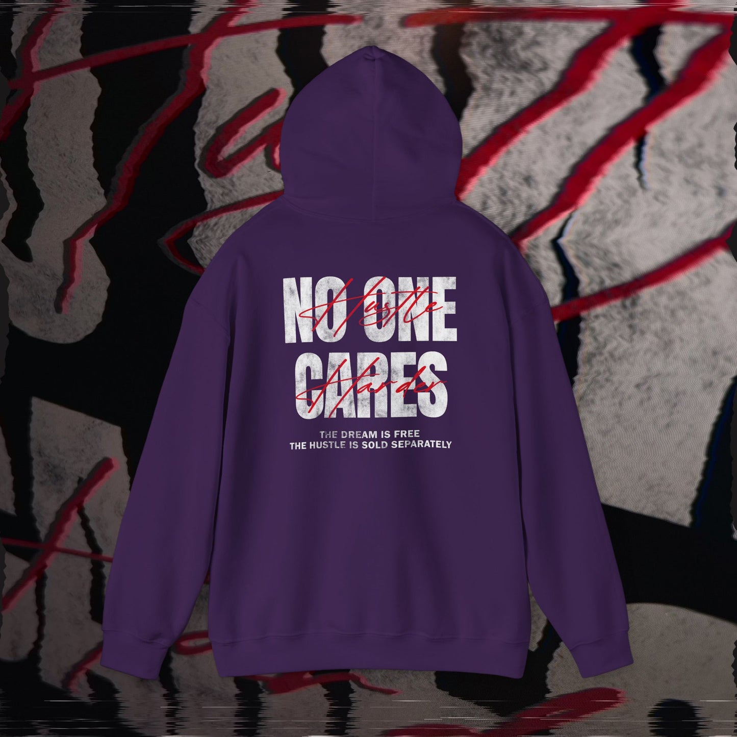 No One Cares, Hustle Harder - Purple - Hoodie