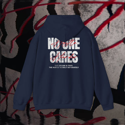 No One Cares, Hustle Harder - Navy - Hoodie