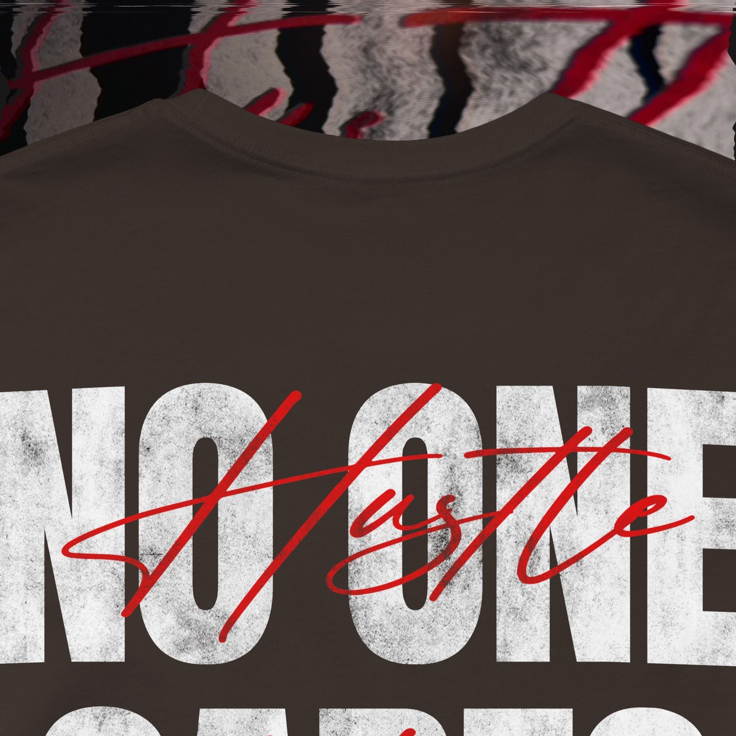 No One Cares, Hustle Harder - Brown - T-Shirt