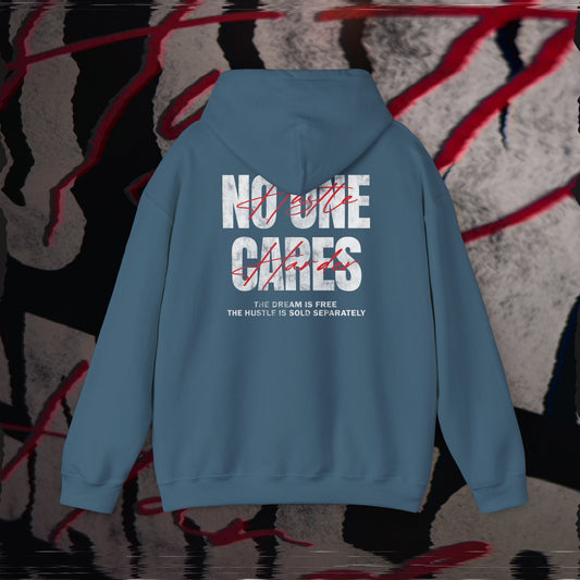 No One Cares, Hustle Harder - Indigo Blue - Hoodie