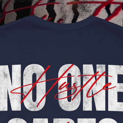 No One Cares, Hustle Harder - Navy - T-Shirt