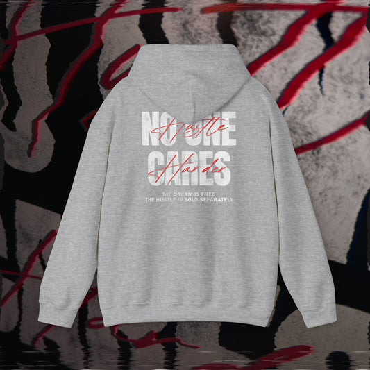 No One Cares, Hustle Harder - Sports Grey - Hoodie