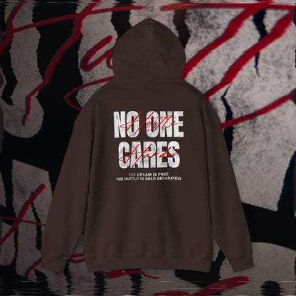 No One Cares, Hustle Harder - Brown - Hoodie