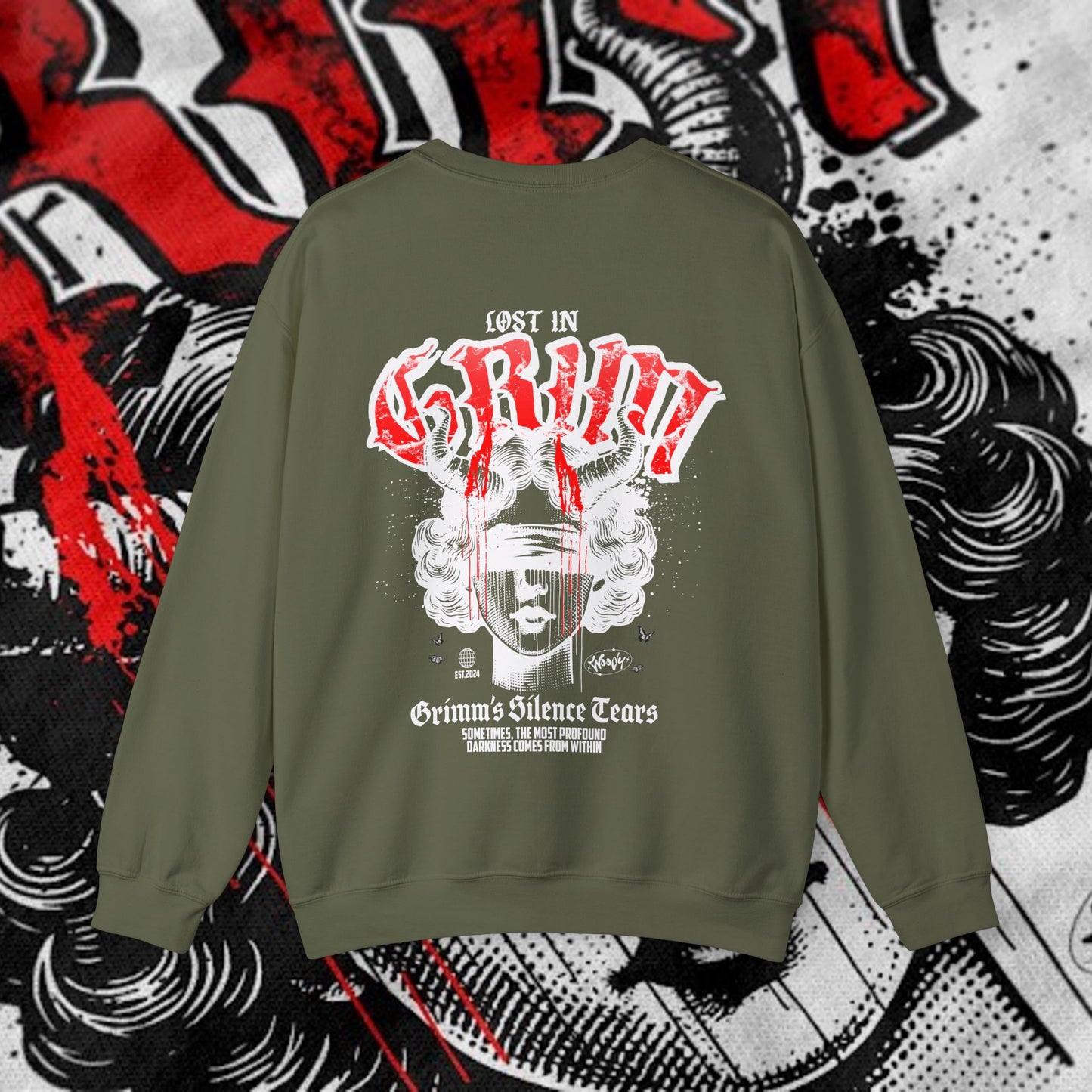 Lost In Grim - Military Green - Crewneck