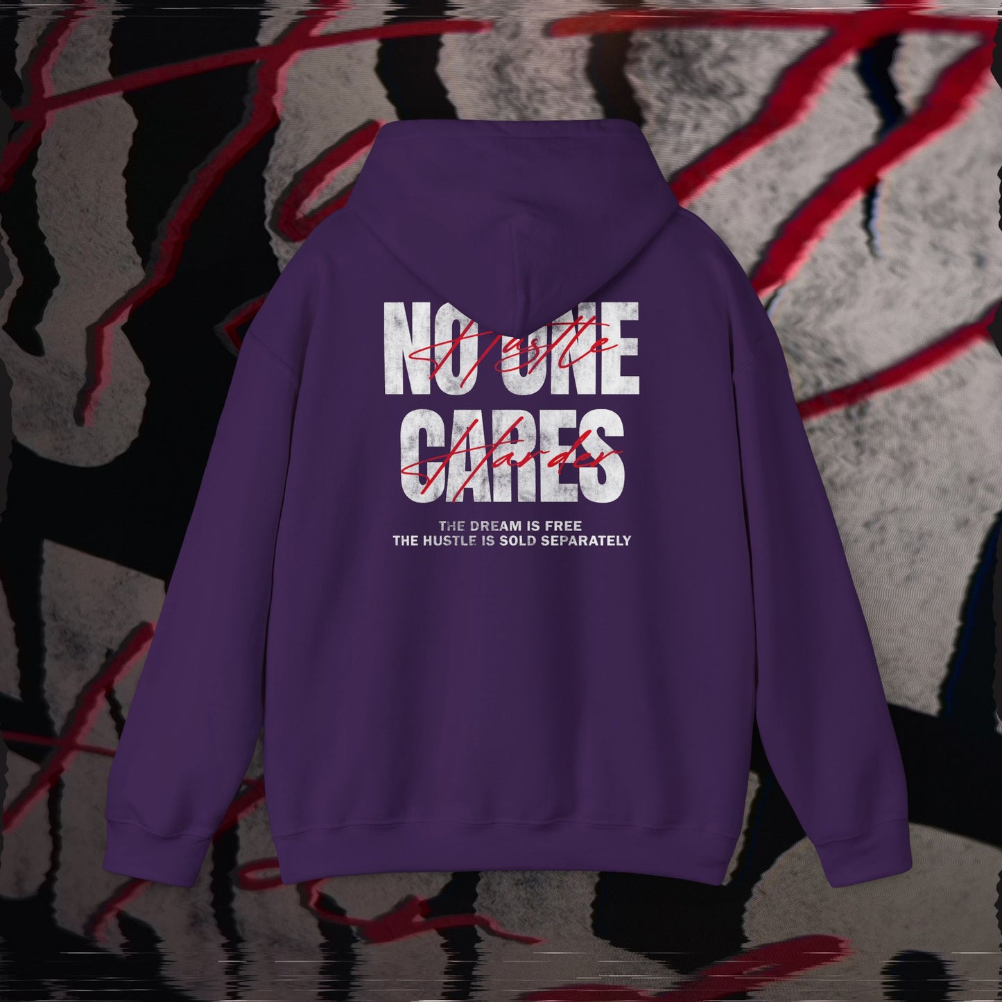 No One Cares, Hustle Harder - Purple - Hoodie