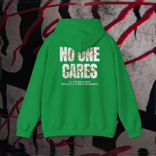 No One Cares, Hustle Harder - Green - Hoodie