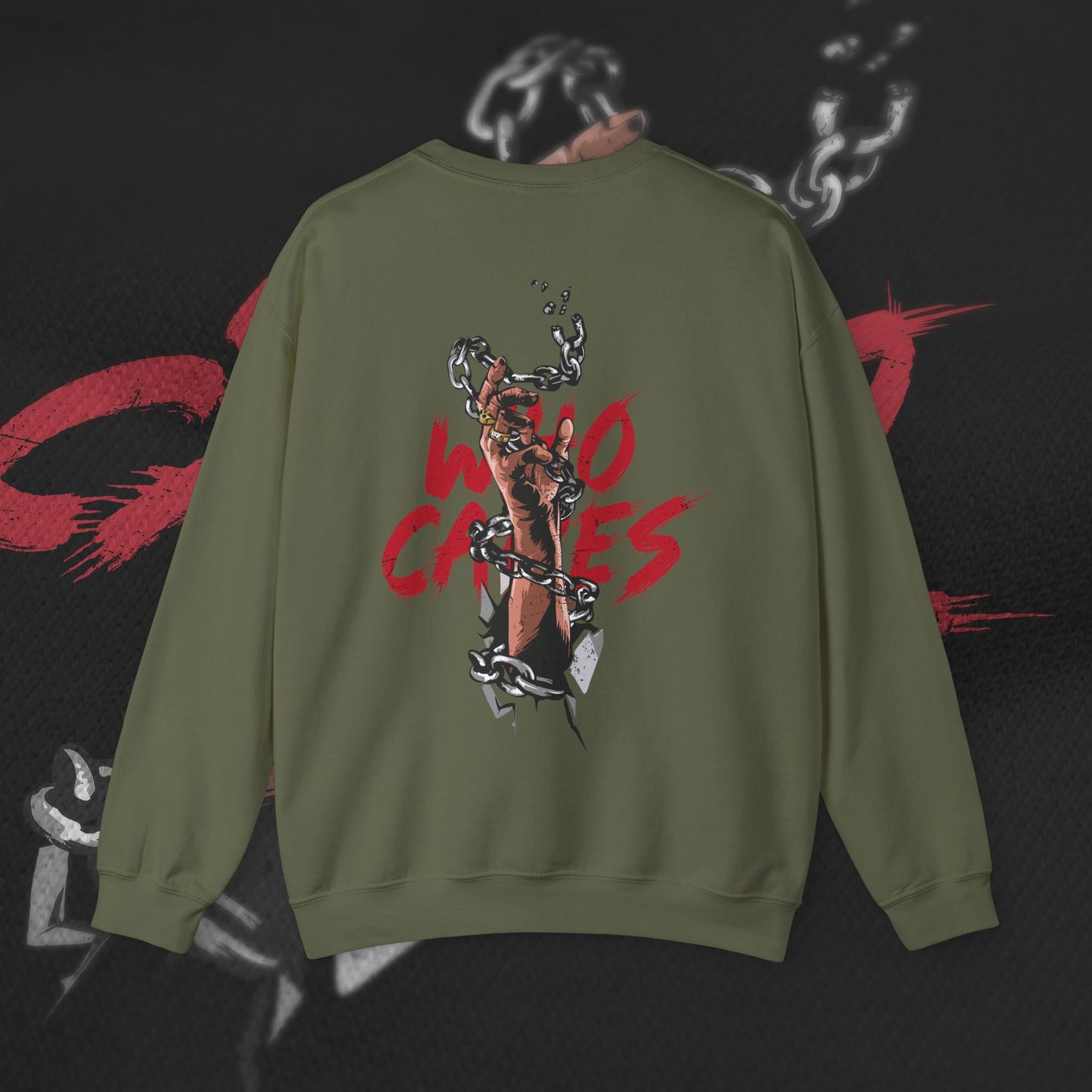 Who Cares - Military Green - Crewneck